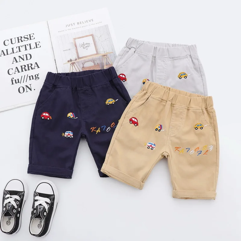 

New arrivals kids shorts cotton embroidery cartoon car fashion casual summer shorts boys khaki short pants children boys clothes