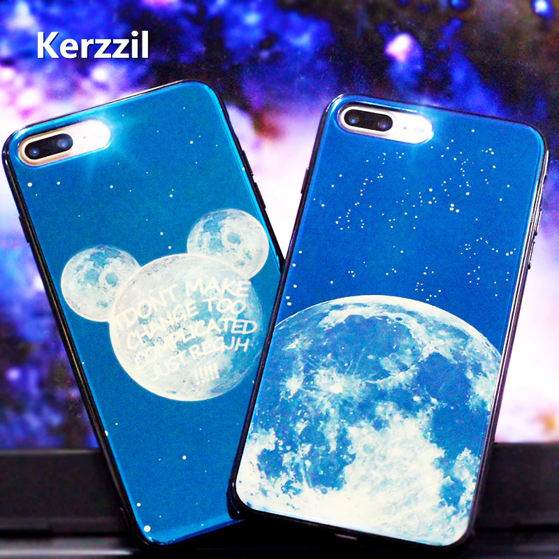 Kerzzil Moon Blue-ray Star moon Case For iphone6 7Planet Stars Cover Soft Silicone Phone Cases iphone 7 6 6S 8 PLus |