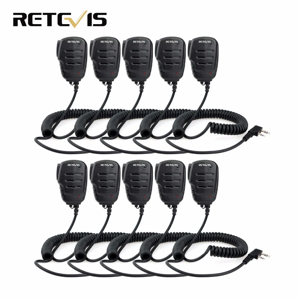 

10pcs Retevis RS-111 2 PIN Remote Speaker Microphone for Kenwood Baofeng UV-5R Retevis H777 RT5R RT22 RT3 RT5 RT81 TYT C9052A