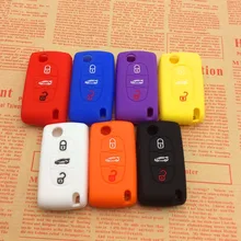 car-styling Car Silicone Remote Key sticker Fob Cover For Peugeot 107 207 307 407 308 607 Citroen C1 C2 C3 C4 C5 C6 C8 3 Button