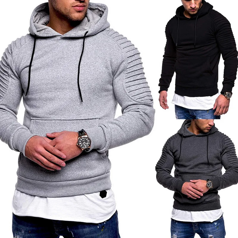 Vertvie Men's Long Sleeve running jackets with Pocket hooded Hoodie