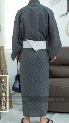 Мужское стильное традиционное японское кимоно, мужской хлопковый Халат Yukata, мужской банный халат, кимоно, одежда для сна с ремнем, H9058 - Цвет: 15