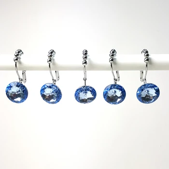 

12Pcs Shower Ring Hangs Acrylic Diamond Glide Crystal Shower Liner Hooks Curtain Hooks Curtain Rings for Bathroom Dress Room