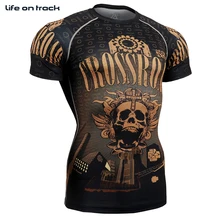 Велосипедный Спорт Одежда для Для мужчин шкуры сжатия Колготки для новорождённых Велоспорт Джерси комплект Размеры S-4XL Лето Череп печати buliding человек короткий рукав