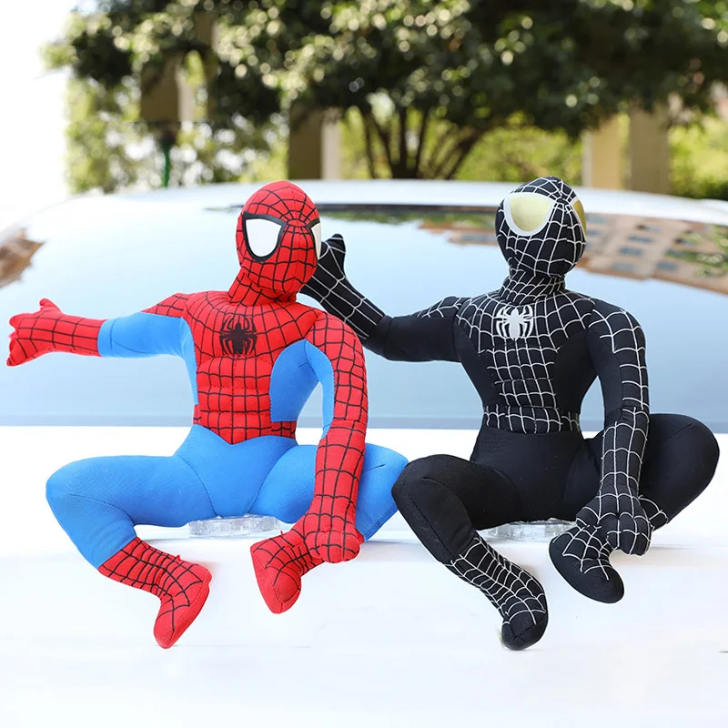  1pc Car Roof Doll Outside Cute Funny Car Trunk Body Hang Plush Toy Superman Spiderman Batman Car Ex