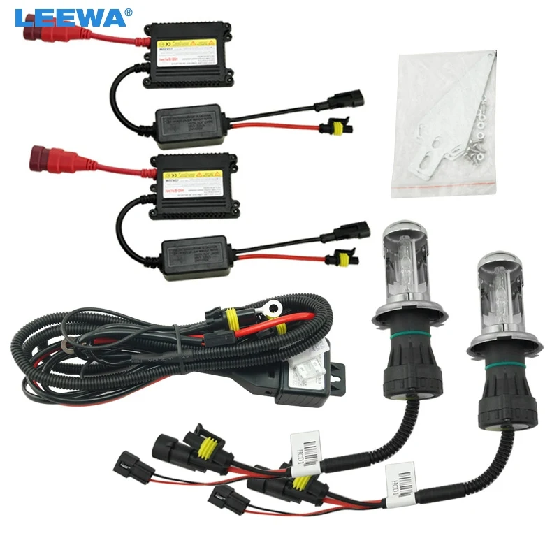Leewa 1set 35w Dc12v Car Headlight H4 Xenon Bulb Hi/lo Beam Bixenon Bulb Light Slim Ballast Hid