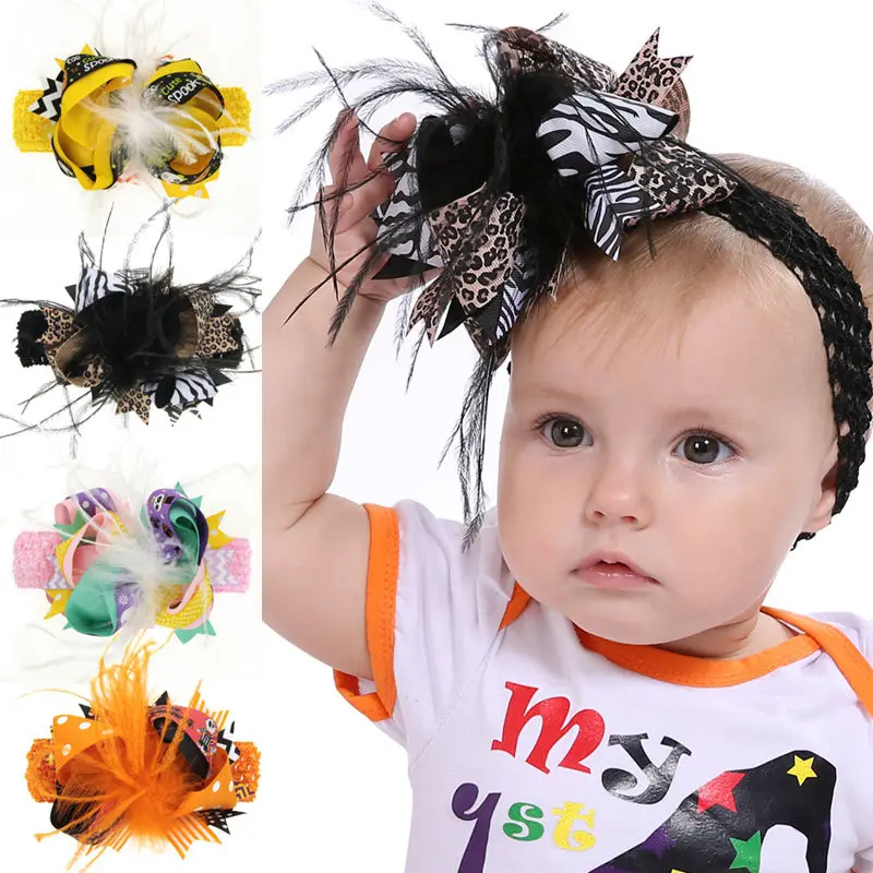 Naturalwell Ghost Halloween Cartoon Hairbow Little Girl Hairband