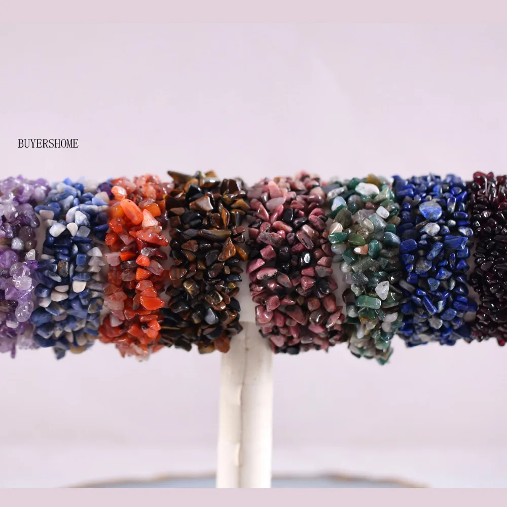 

Fashion Jewelry Stretch Weave Beads Lapis Onyx Fluorite Opal Quartz Tiger's Eye Crystal Howlite Shell Sodalite Bracelet 7" 1Pcs