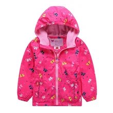 Водонепроницаемые теплые флисовые куртки для маленьких девочек детское пальто с принтом детская верхняя одежда весенне-Осенняя детская одежда на рост от 98 до 160 см