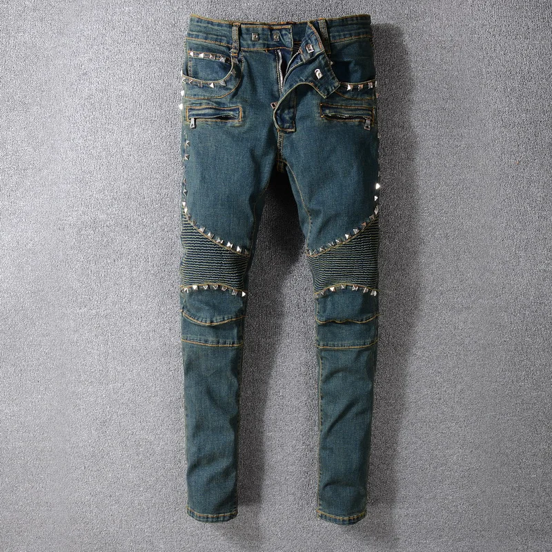 Metal Rock Punk Rivet Spike Pants a7