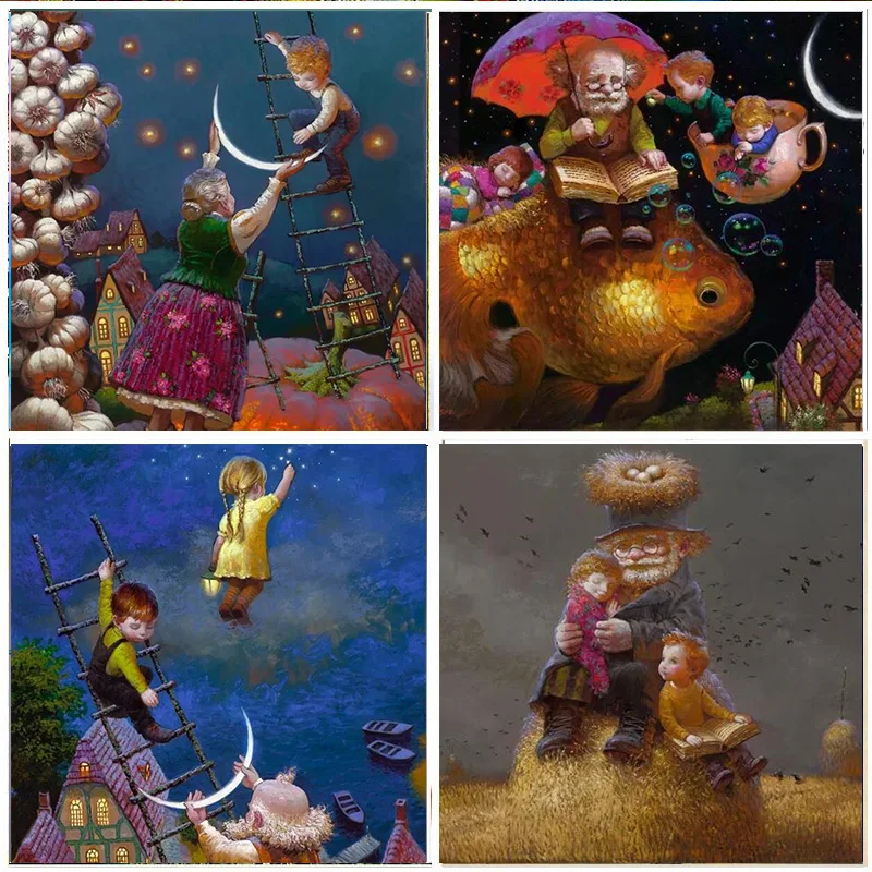 

5D Diamond Painting Cartoon Family Character Round Drill Embroidery Home Decoration Mosaic Crystal Cross Stitch Handmade Gifts