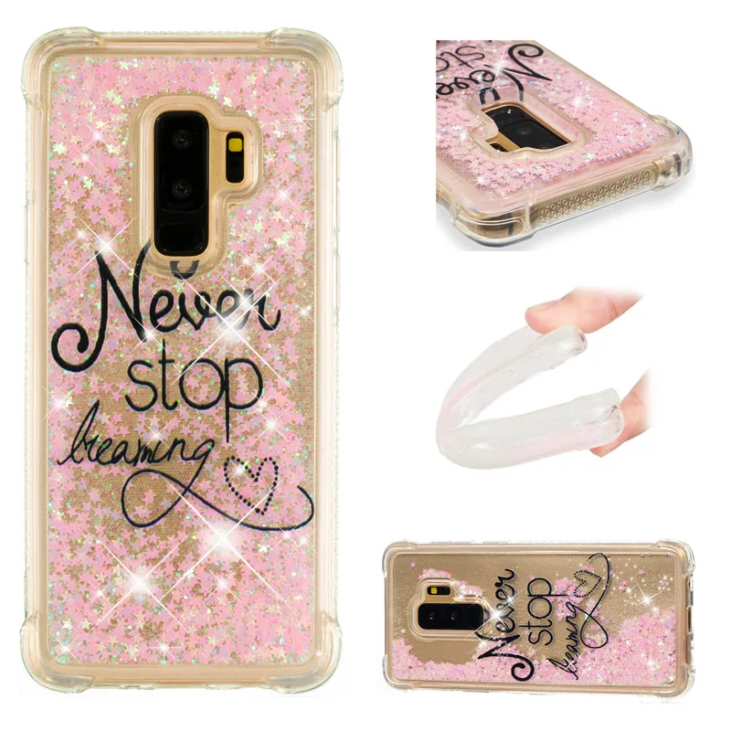Liquid Case for Samsung Galaxy A6 A8 Plus 2018 S8 S9 Plus S6 S7 Edge Note8 Note9 S5 S6edge Glitter Love Silicone PC Full Cover (43)