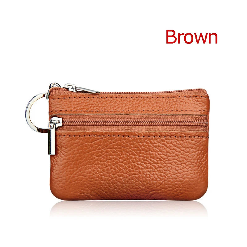 BONAMIE кошелек из натуральной кожи для монет женский мини-молния сумки для денег маленький кошелек для монет детские карманные кошельки Держатель Для Ключей - Цвет: Brown