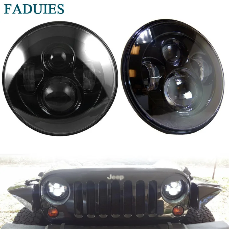 Фары головного света FADUIES круглые для Jeep Wrangler CJ TJ JK 2 шт. 80 Вт 7 дюймов светодиодный