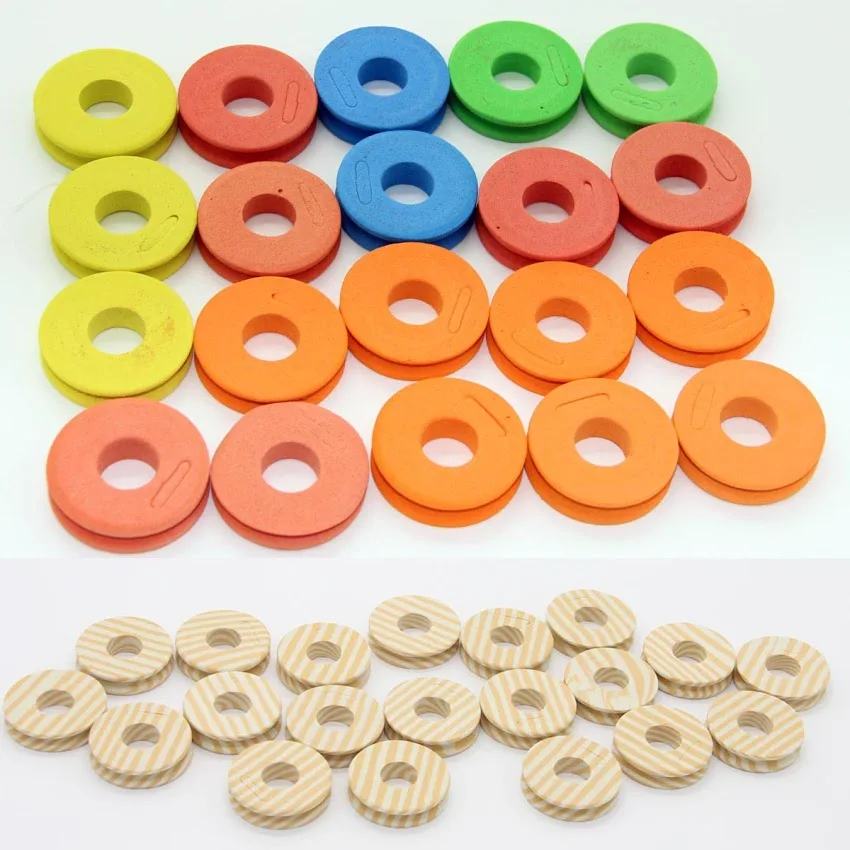 

Outdoor 20 Pcs Ecru Round Shape Foam Fishing Line Bobbin Spools Fishing Tool New