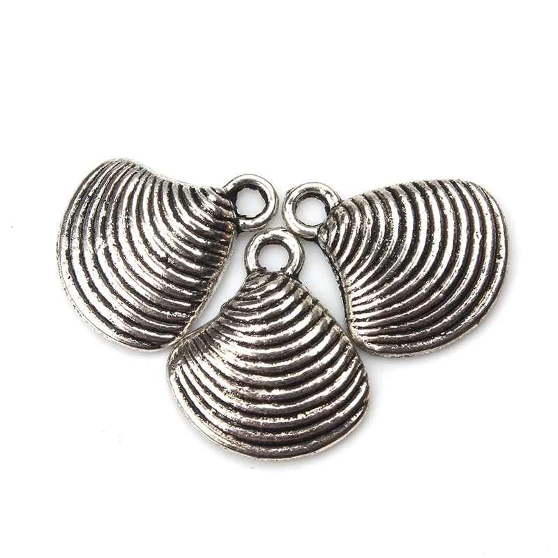 

10pcs/lot 15 x 14mm Seashell Charms Antique Silver Tone for diy charms bracelet bangle jewelry accessories findings making