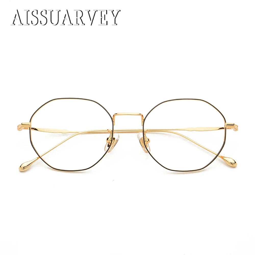 Pure Titanium Retro Hexagon Vintage Optical Eyeglasses Frame Brand