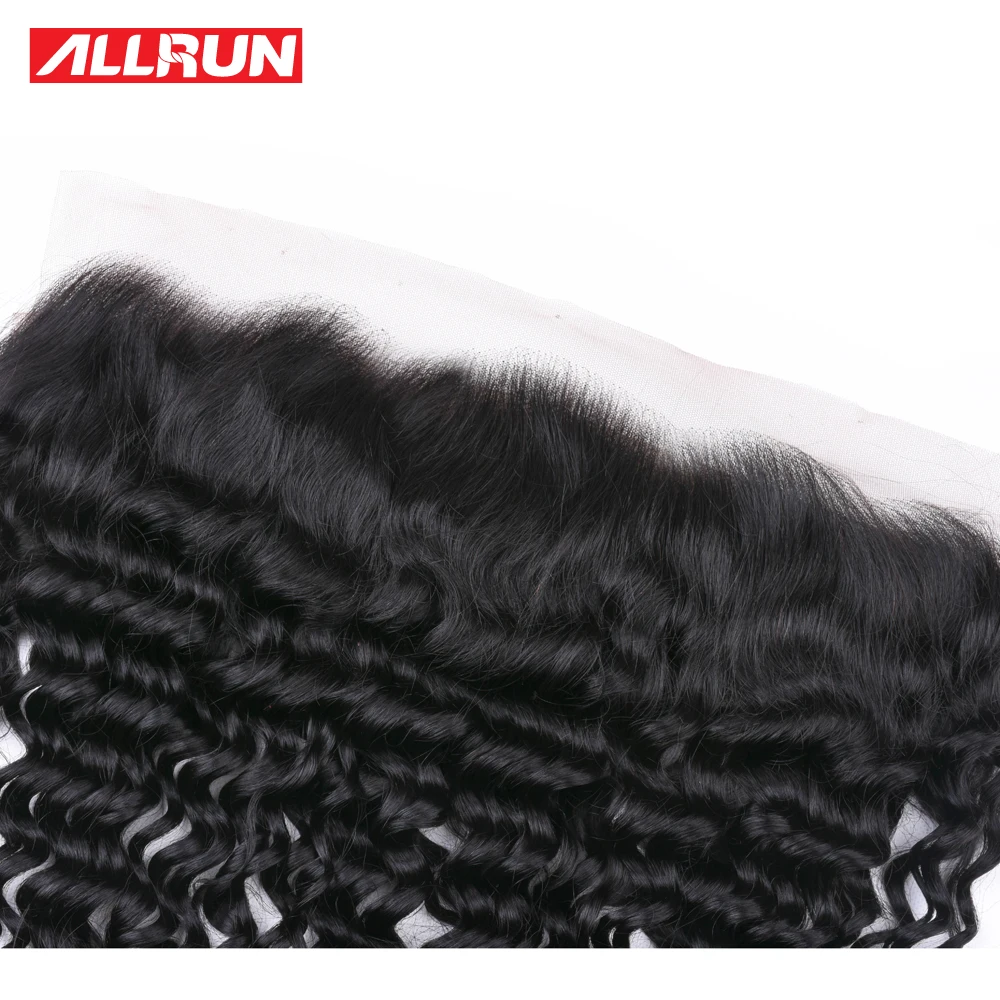 Allrun Hair Peruvian Deep Wave Human Hair Lace Frontal Closure PrePlucked 13x4 Ear To Ear Full Lace Closure Human Hair Extension