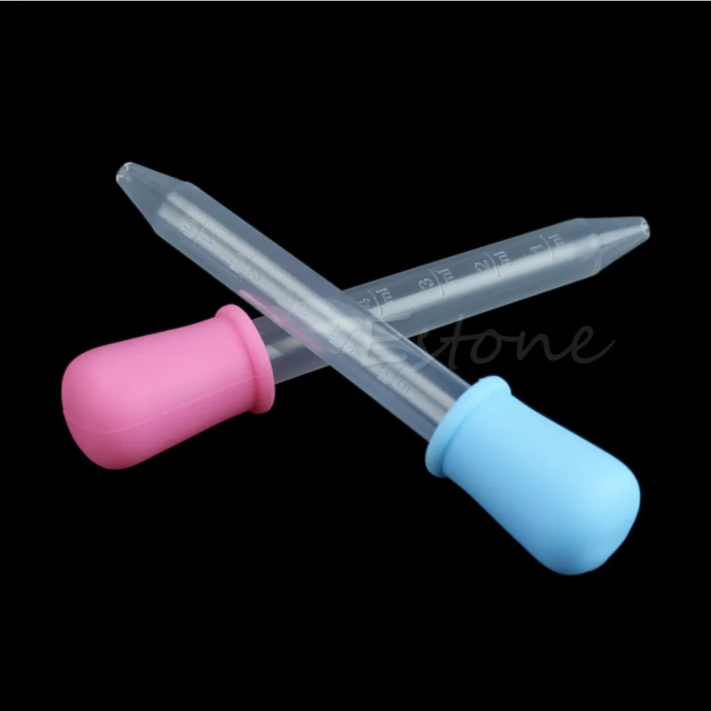 Детская силиконовая пластиковая пищевая жидкость для кормления Ушная пипетка капельница синий/розовый