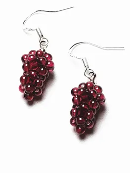 

Natural Garnet Hand-woven Grape-shaped Earrings Female Earrings with Tibetan Silver Ear Hook Female Earrings