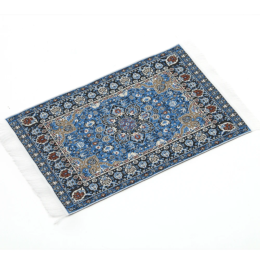 

10*17cm 1:12 Dollhouse Miniature Embroidered Carpet Woven Floral Rug Floor Coverings Gifts Decoration Craft Figurines Miniatures
