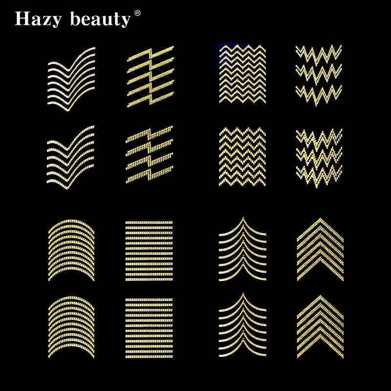 

Golden Nail Art Sticker 8 Styles unique 3D Stereoscopic Nail Art Stickers Adhesive Different shapes Nail Sticker For Diy N20BN