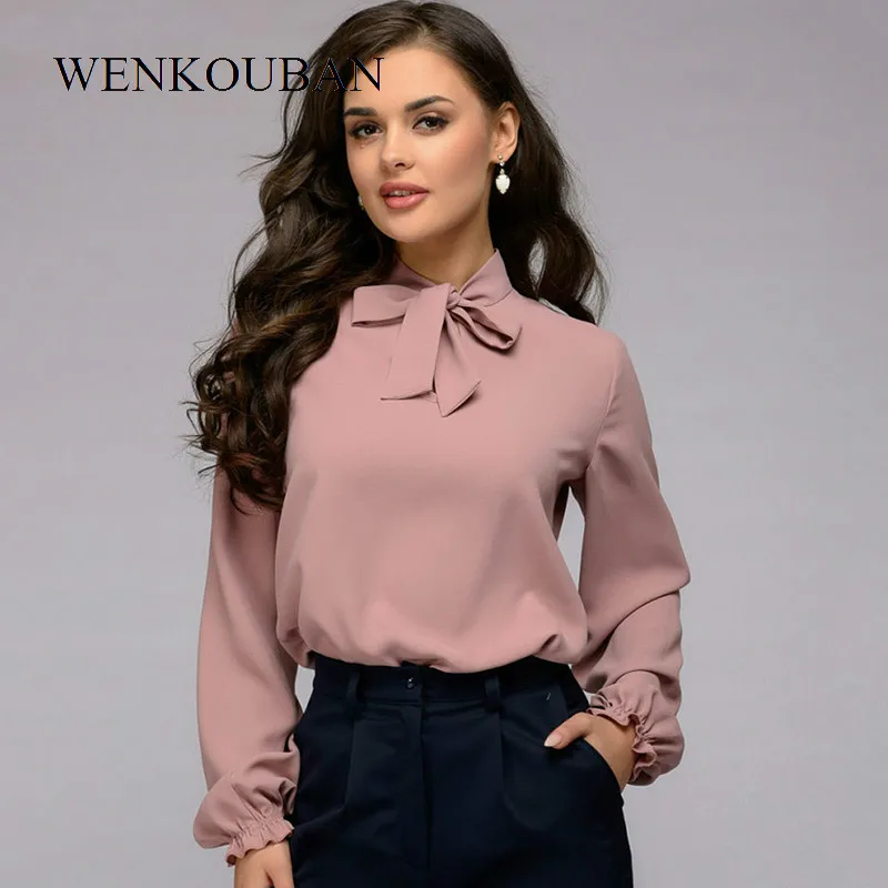 Camisa elegante para Mujer, Blusas con lazo, Blusas a la moda para Blusas de chifón de manga larga para oficina, camisas casuales para Blusas Mujer - AliExpress de