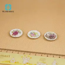 Кукольный домик Миниатюрный орнамент фарфоровая Цветочная тарелка художественная посуда 3 штуки 1/12 масштаб я и дом