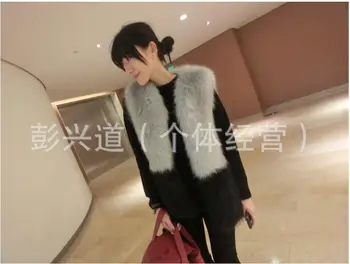 

2017 autumn and winter new fox fur coat long paragraph hit color fur fashion temperament high-end vest