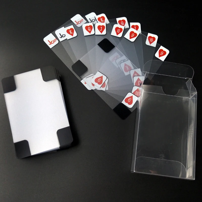 8,8*5,8 см Прозрачные водонепроницаемые ПВХ игральные карты набор покерные карты пластиковые хрустальные складные устойчивые вечерние игровые реквизиты