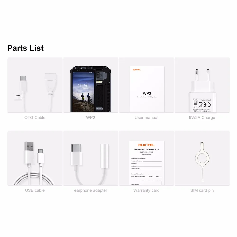 OUKITEL WP2 IP68 Waterproof Dust Shock Proof Mobile Phone 4GB 64GB MT6750T Octa Core 6.0