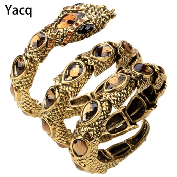YACQ Stretch Snake Bracelet Armlet Upper Arm Cuff  Women Punk Rock Crystal Bangle Jewelry Gold Silver Color Dropshipping A32 1