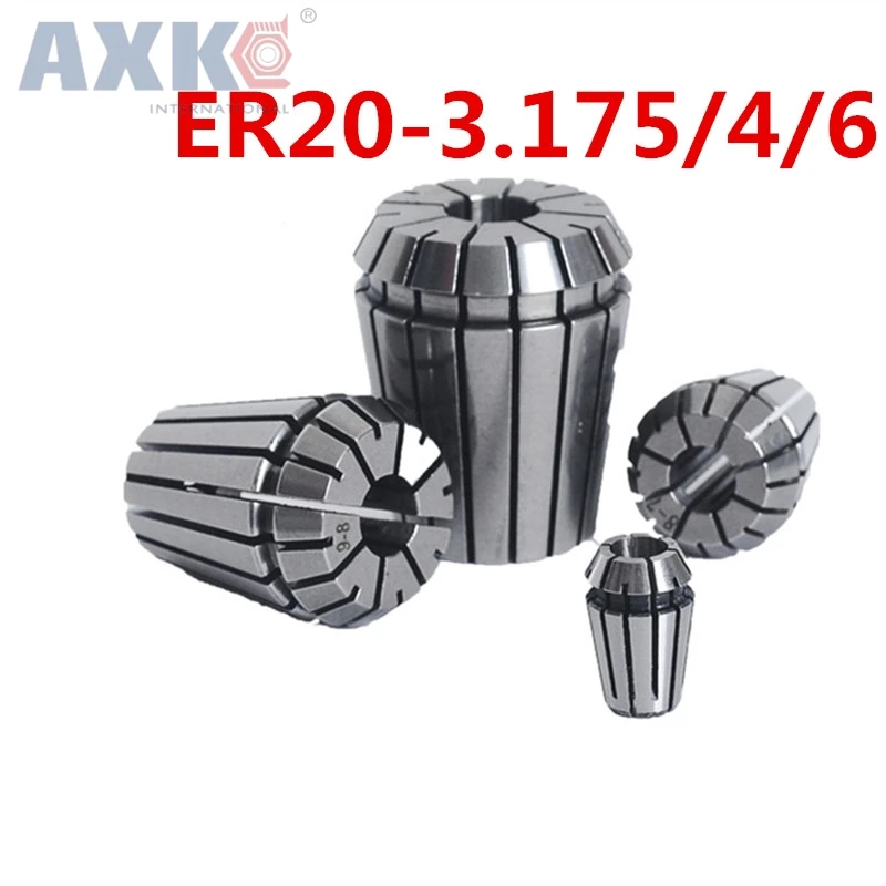 

AXK 2pcs CNC ER20 3.175/4/6mm ER collet chuck for CNC milling tool Engraving machine spindle motor