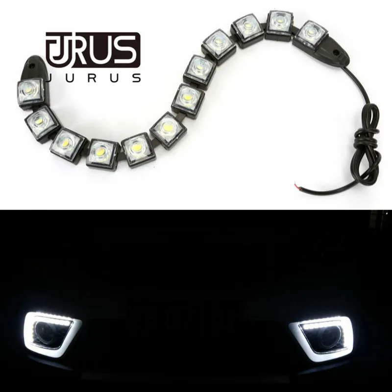 

JURUS 2Pcs Car Daytime Running Light DRL Flexible Driving Light Daylight LED Strip Auto Fog Lamp White/Ice Blue For Car-Styling