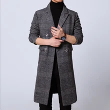 Windbreaker new men's long lapels coat S-6XL men's high quality double-breasted windbreaker men's casual slim cotton plaid coat Windbreaker new men's long lapels coat S-6XL men's high quality double-breasted windbreaker men's casual slim cotton plaid coat