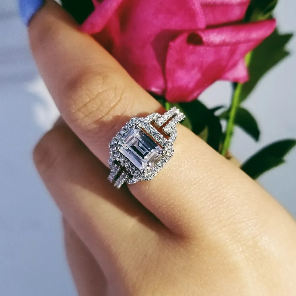Original real 925 Sterling Silver Ring Finger anel aneis CZ Stone for Women Jewelry Pure Wedding Engagement personalized R2101S