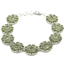 Потрясающий 28,8 г Зеленый Аметист SheCrown женский подарок серебряный браслет 7,0-7,5 дюйма 18x17 мм