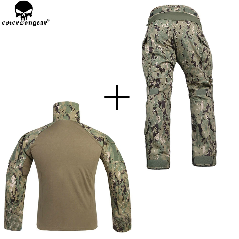  EMERSONGEAR Combat Uniform Tactical Pants with Knee Pads Mulitcam Shirt AOR2 G3 emerson Pants Milit