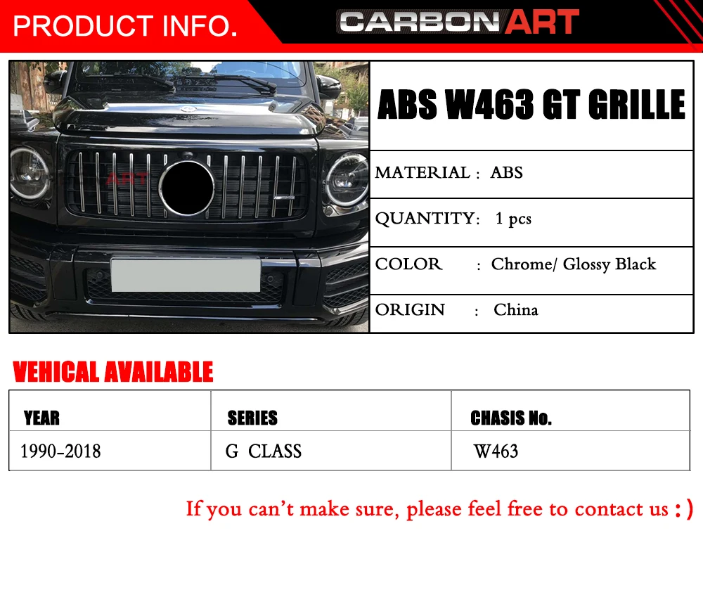 Carbonart W463 GT решетка подходит для mercedes G-class G500 G55 G63 до 1991- года GT стиль решетка W463 аксессуары