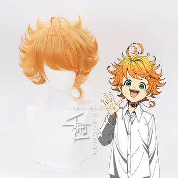 

Orange The Promised Neverland Emma cosplay wig Mens Emma orange wavy hair wig costumes with free hair cap