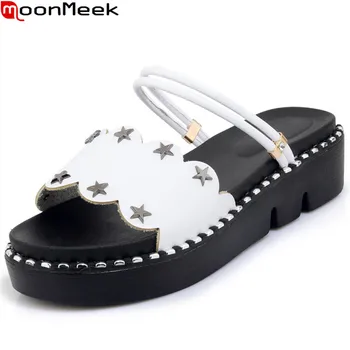 

MoonMeek big size 33-44 fashion summer new shoes woman casual women sandals flat platform comfortable black pink