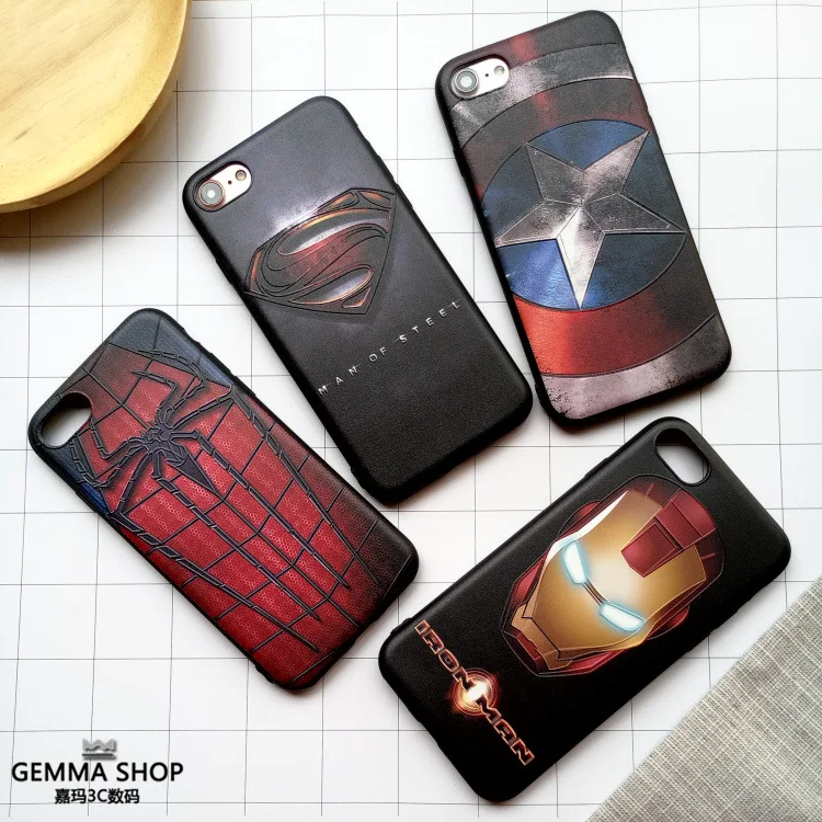 

Marvel Batman Superman Spiderman Silicone Case For iphone 7 8 6 6s Plus X Xs Max Xr Avengers Black Panther iron Man Cover