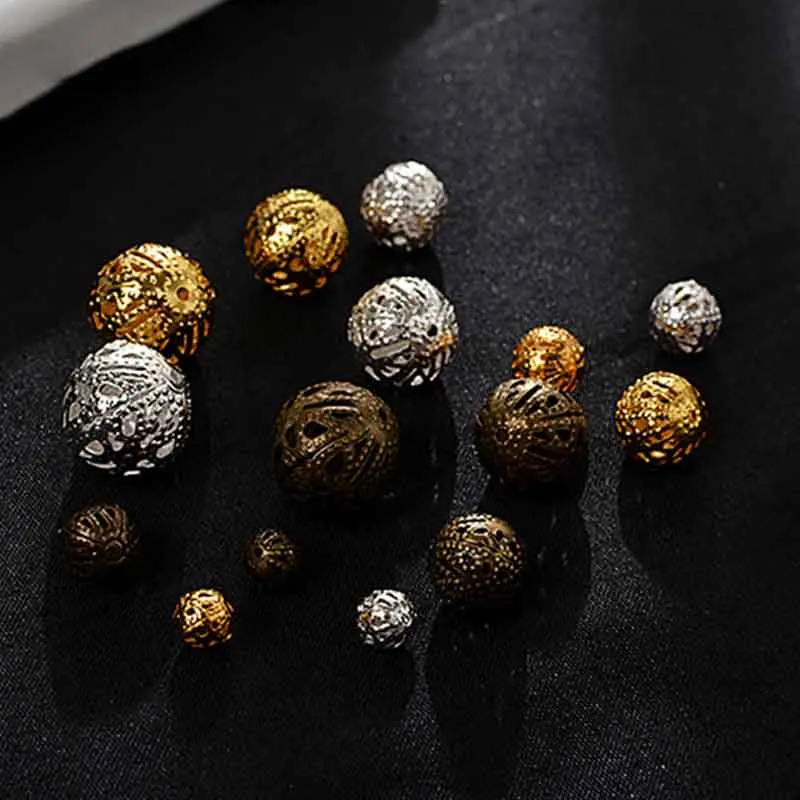 50PCS Wholesale Lots Silver Plated Filigree Ball Spacer Beads 12mm Dia