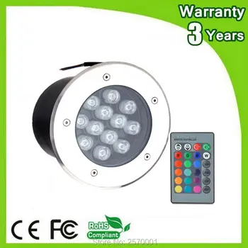 

(4PCS/Lot) Warranty 3 Years 12W Buried Lamp RGB LED Underground Light Floodlight Wall Washer Remote Color Change Spotlight