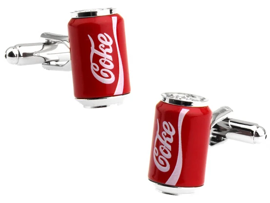 

New Arrival Men Gift Fashion Cufflinks Novelty 3D Cola Can Design Red Color Brass Material Cufflinks Wholesale & retail