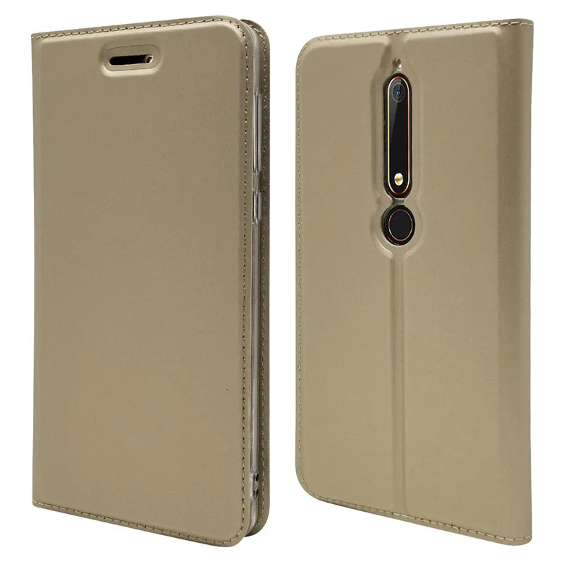 Для Nokia 5,1, кожаный чехол для Funda Nokia 1, 2,1, 3,1, 6,1, 9, 7 Plus,, чехол, роскошный Магнитный Флип-кошелек, чехол для телефона s Coque - Цвет: Золотой