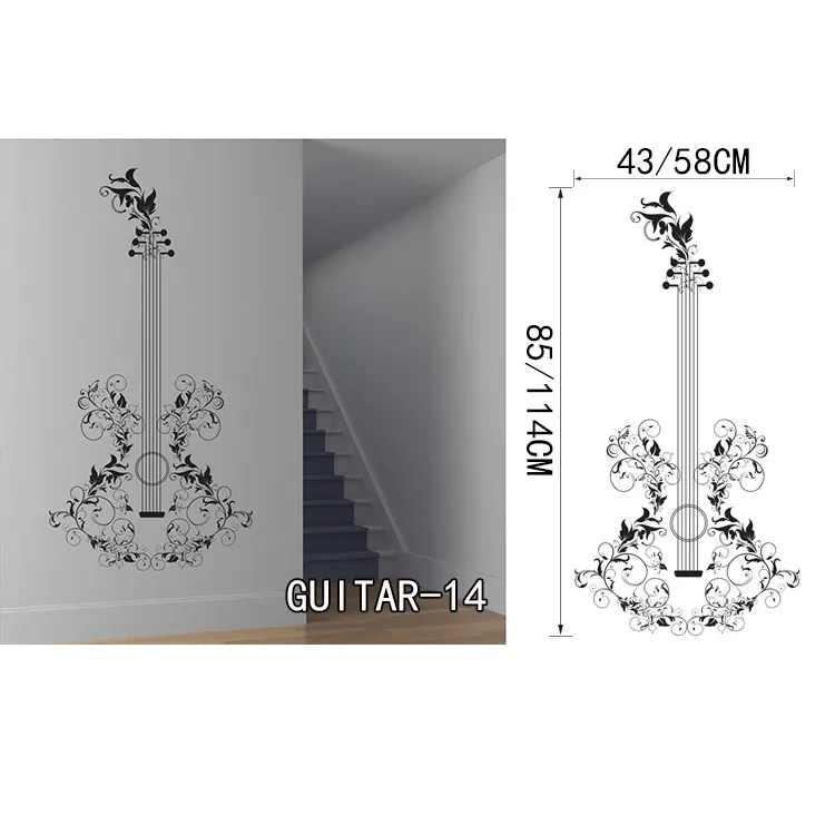 Креативные художественные наклейки на стену с гитарой, домашний декор, сделай сам, музыкальный инструмент, украшения для дома, рок, музыкальные наклейки на стену, гостиная - Цвет: GUITAR14