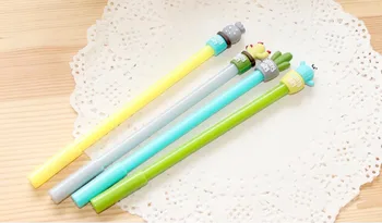 

lovely animal gel pen cute cartoon stationery prize gift pen kawaii sign pen black ink student promotion pen 40pc/lot 16.5cm