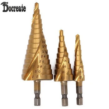 

3Pcs HSS 4-12/20/32mm High Quality Steel Step Drill Bit Hole Cutter