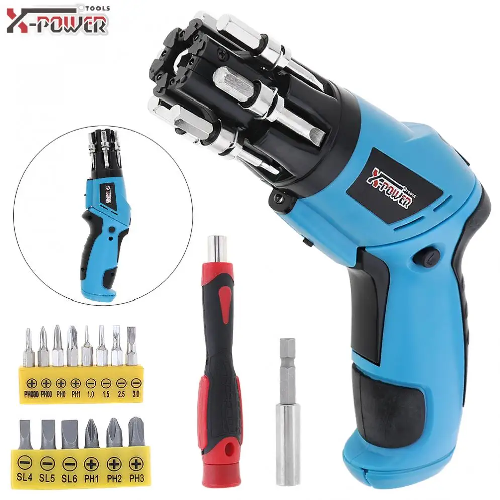 

6V Battery Operated Household Maintenance Cordless Electric Screwdriver with LED Work Light and Folded Handle